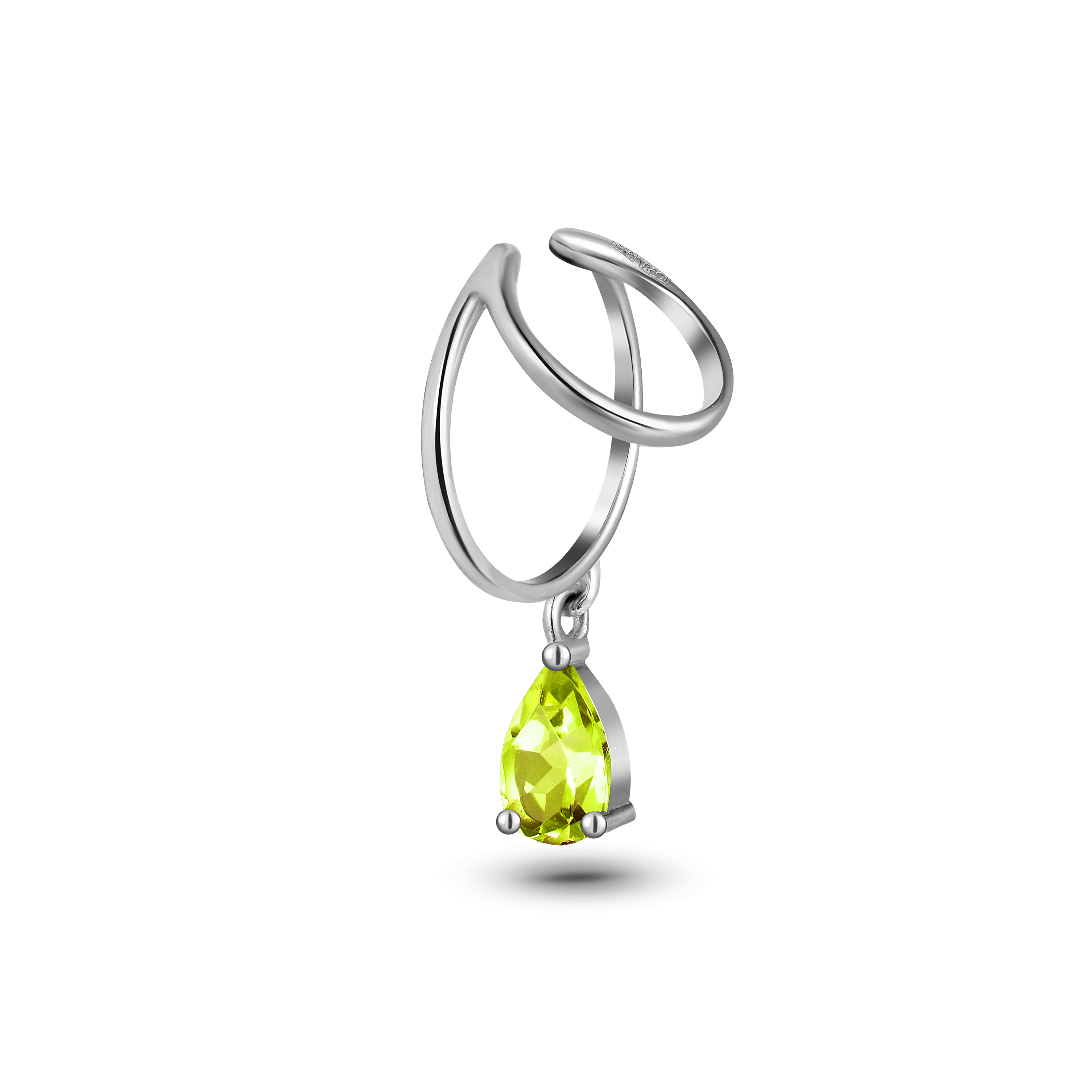 Кафф с камнем Anello Goccia с хризолитом в серебре